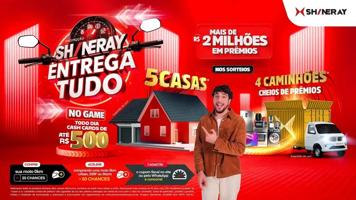 Descubra a promoção da Shineray com prêmios superiores a 2 milhões